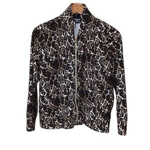 Onque Casual Leopard‎ Zip Up Jacket S